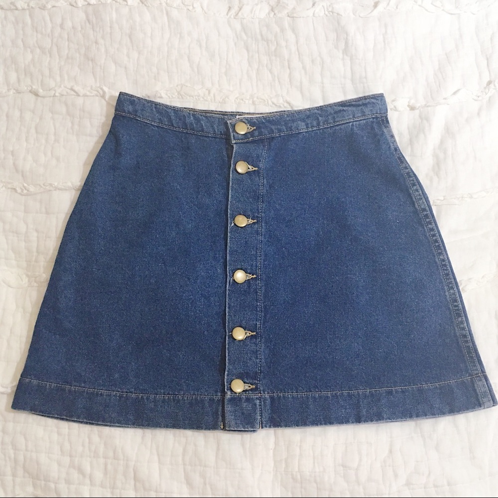 AMERICAN APPAREL π€ BUTTON DOWN MINI DENIM SKIRT - Picture 4 of 8